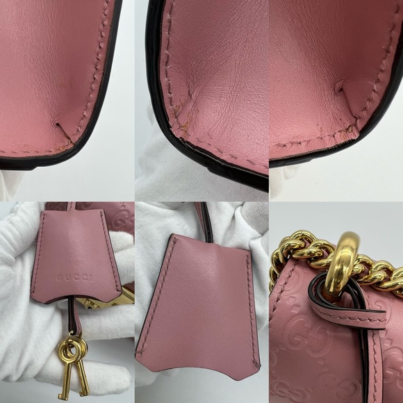❌SOLD❌Authentic Gucci pink Guccissima small padlock chain bag - Picture 15 of 16